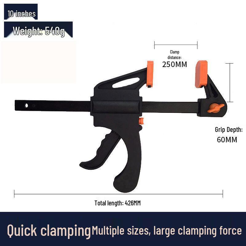 10-inch Quick Clamp: Spring Back Nylon F-Type Woodworking Tool Clamp