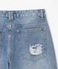 MILLO WOMEN Cutout Patch Wide Jeans [Mid Blue]