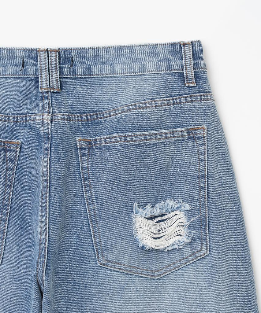 MILLO WOMEN Cutout Patch Wide Jeans [Mid Blue]