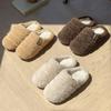 New Solid Color Simple Plush Slippers Autumn and Winter Couple Indoor Household Plush Warm Non-slip Cotton Slippers