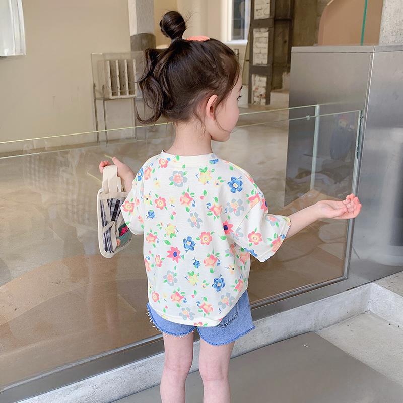 Dívčí triko s krátkým rukávem léto Dětské dívčí topy Dětské letní oblečení s polovičním rukávem tričko léto