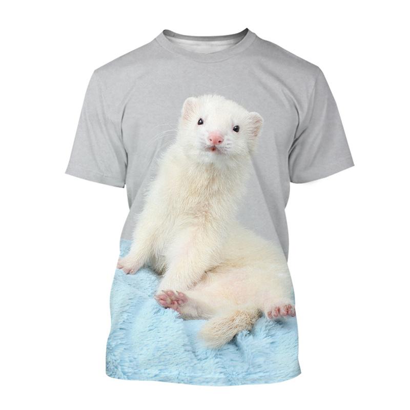 Summer 3D Printing Animal Cute Ferret T-shirt Men Women Casual Fashion Short Sleeve Oversized Round Neck Tees Children T Shirts