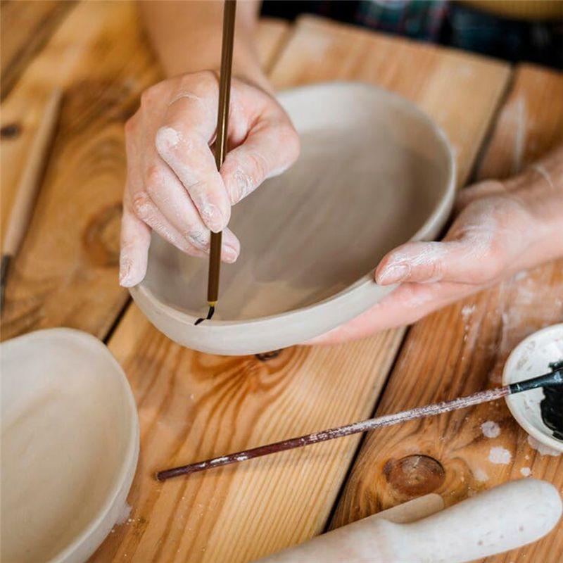 AEE4-Painting Brushes Pottery Glaze Brush Watercolor Wool Paint Brush Set Pottery Tools Suitable For Students, Adults