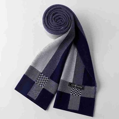 Hochwertiger Winterschal für Herren mit kleinem Schachbrettmuster, koreanischer Stil, trendiger, vielseitiger, einfacher Wollschal, Geburtstagsgeschenk