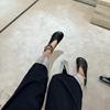 Ballet Shoes Spring and Summer New Retro Metal Buckle Anklet Big Head Shallow Mouth Single Shoes Women's Flat Mary Jane Shoes