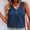 IHUASU Women's Fashion Casual Solid Color Print Sleeveless  V-Neck  Blouses & Shirts