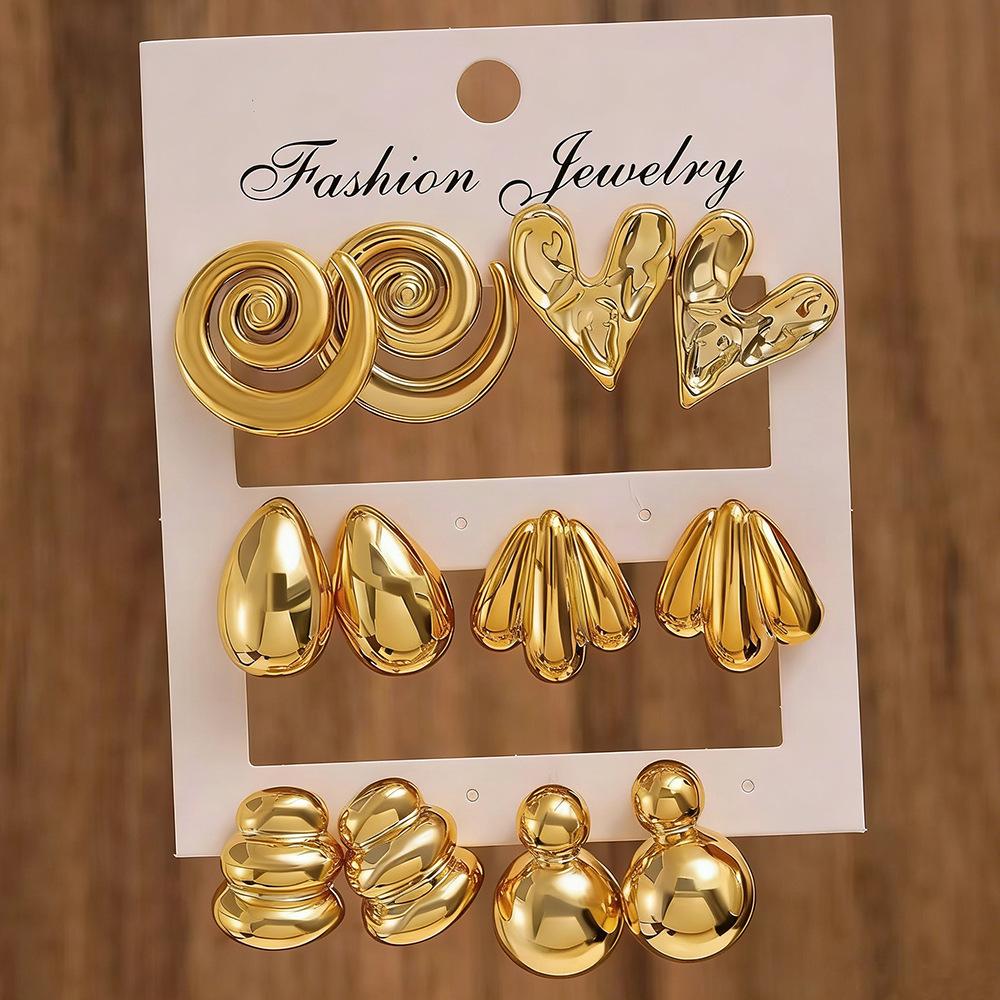 Hot-selling European and American geometric creative modeling earrings set personalized irregular earrings exaggerated earrings