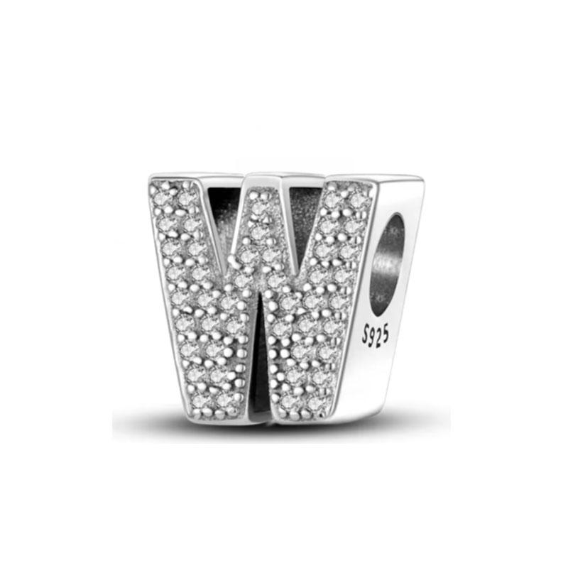 Classics Copper Shiny Zircon English Alphabet Beads Pendant Piece Charms Ideal For Original Fashion Bracelet Jewelry Piece Women Gift