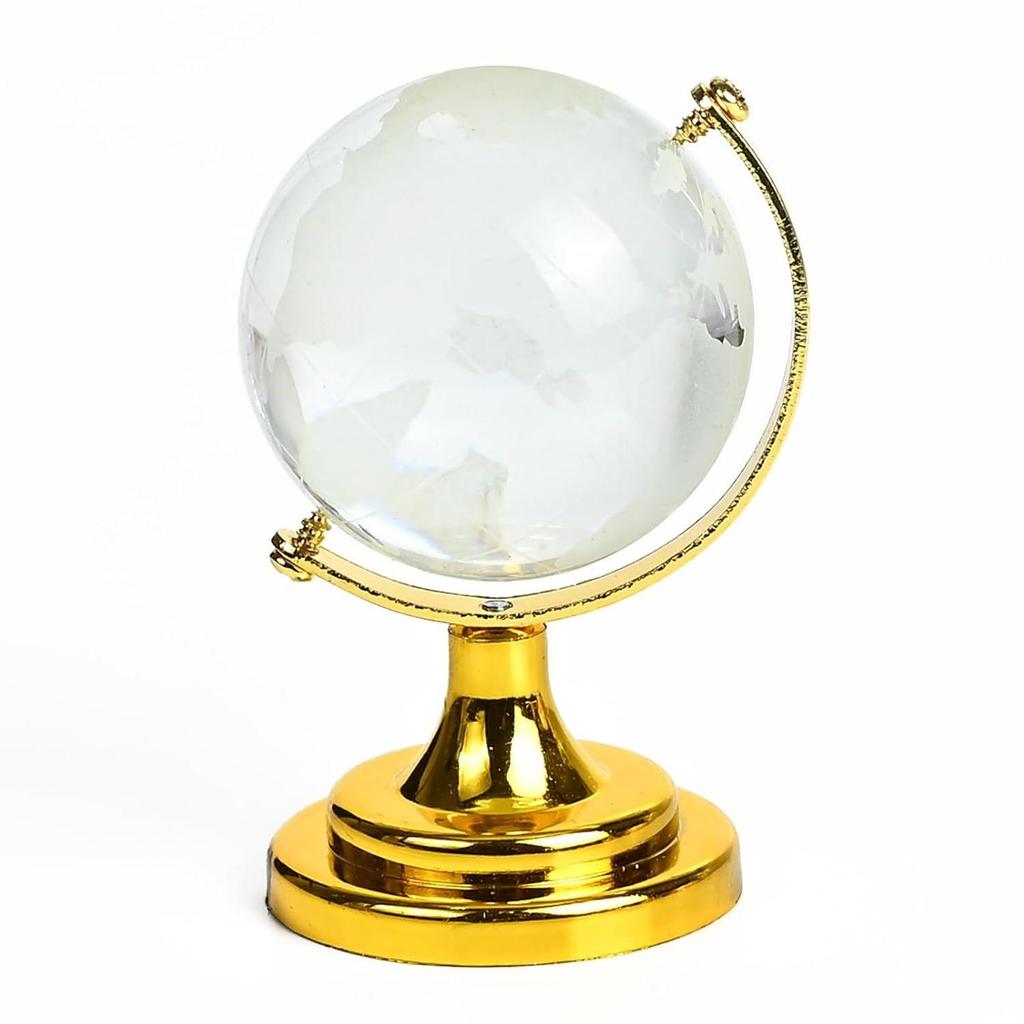 Feng Shui Crystal Ball with Golden Stand – Decorative Office Desk Accessories, Positive Energy Showpiece for Office
