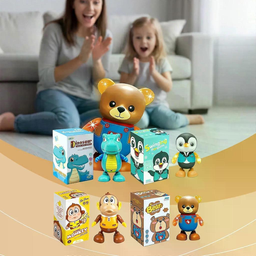 Electric Dancing Plush Toy - Light Up & Walk, Cute Cartoon Character with Music, Interactive Dance Toy for Kids, Battery-Powered Animated Gift for Chi
