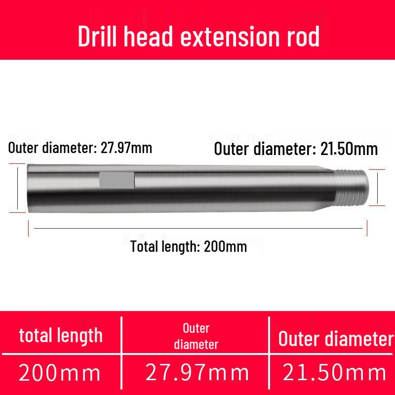 Extended Diamond Core Drill Bit Rod, 100mm-1m, for Drilling Machines