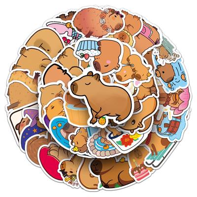 50 Cute Brown Capybara Cartoon Stickers - Waterproof Decorative Stickers for Computers, Journals, & Notebooks