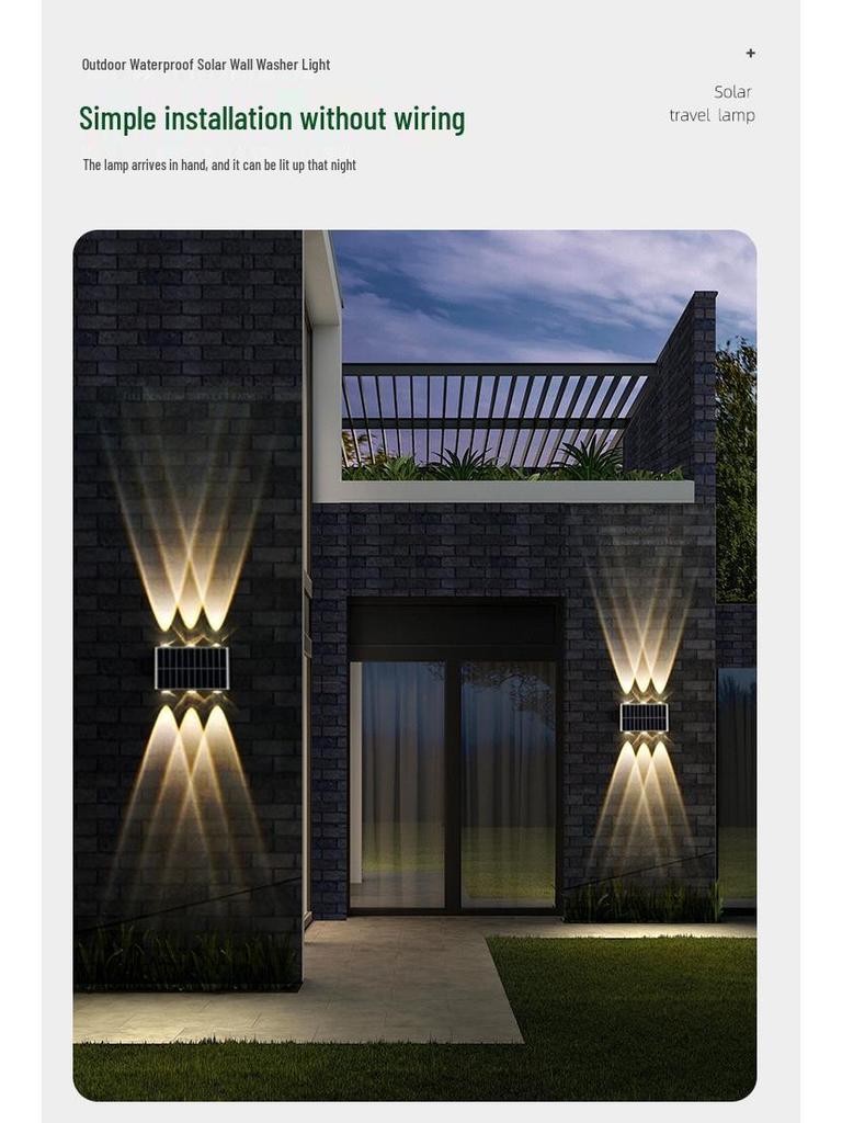 Solar Wall Light for Villa, Courtyard, Garden, Patio, Balcony, Stairway, Hallway, and Decorative Use
