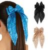 Sparkling Sequined Bowknot Hair Clip Oversized Glitters Ribbon Hair Bows for Women Evening Party and Wedding Celebration
