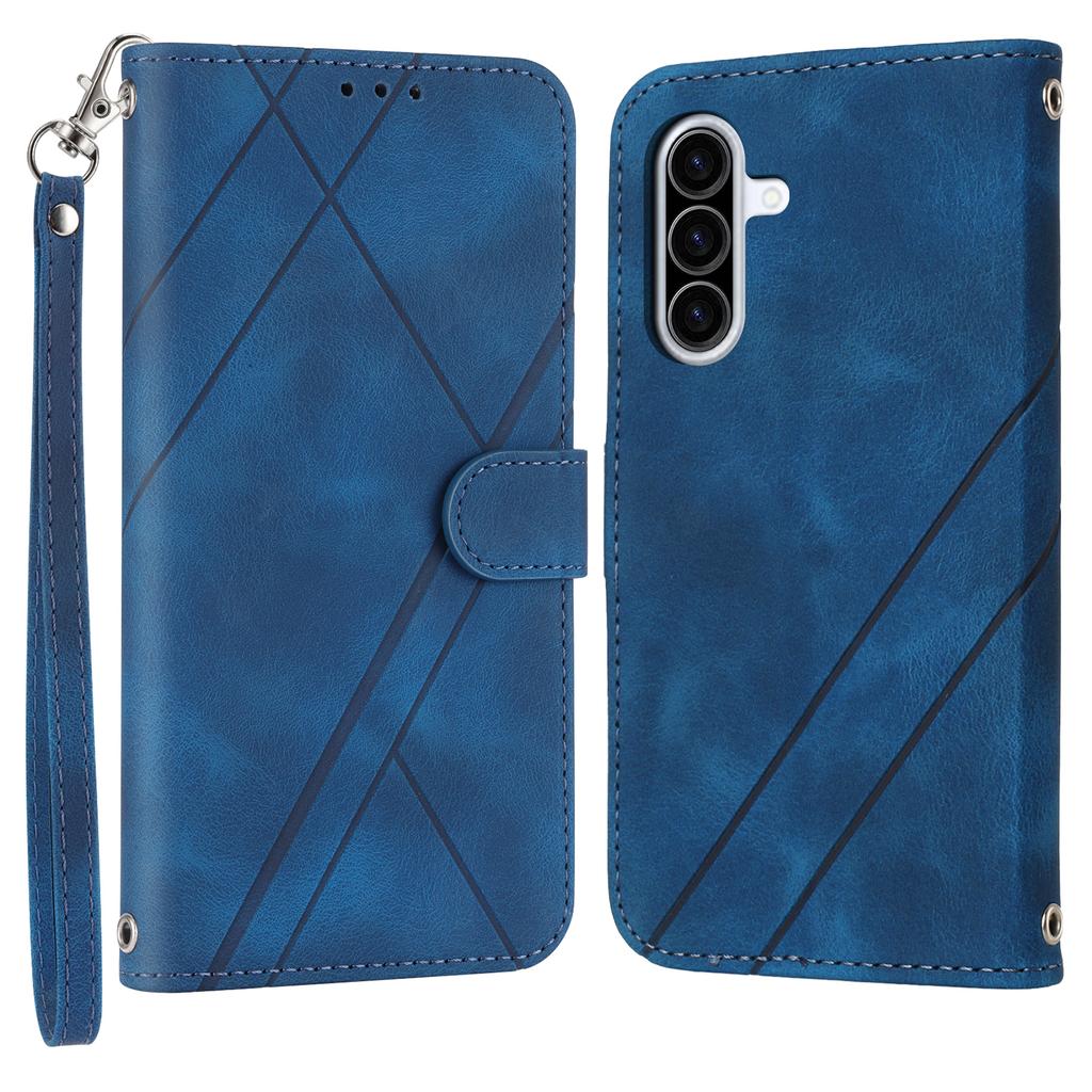 For Samsung Galaxy A26 5G Case Imprinted Line Leather Phone Cover with Handy Strap