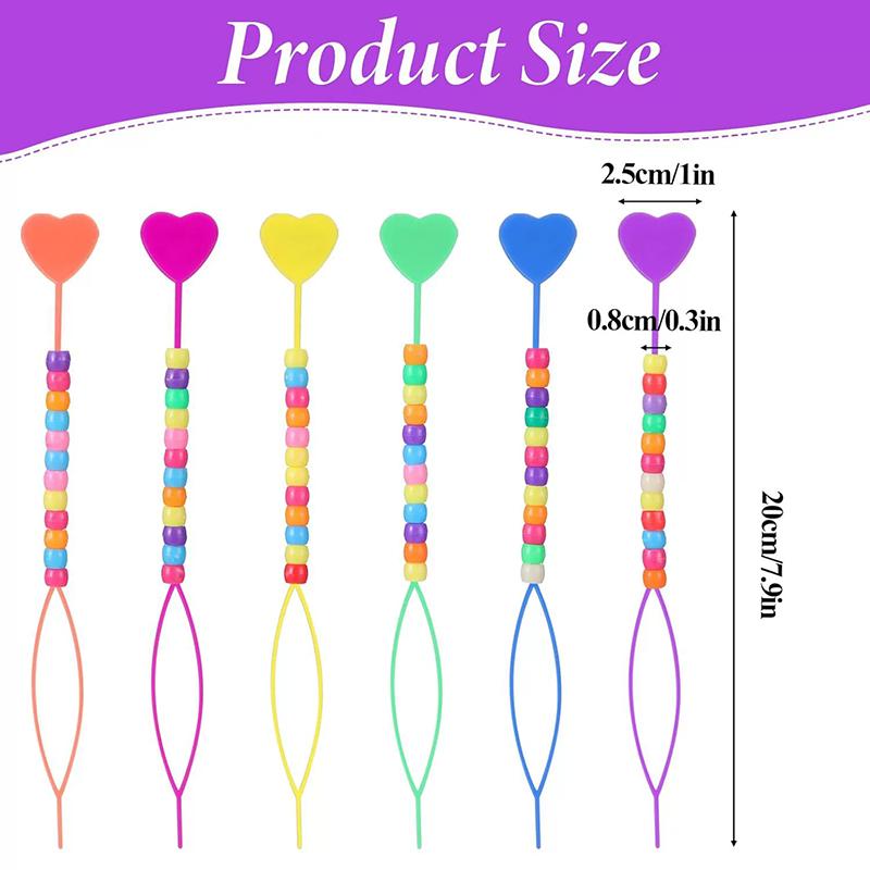 WTEMPO Non-pulling Hair and Non-damaging Hair Braiding Tools Kit Heart Shaped Design Hair Braiding Supplies Beaded Hair Braiding Materials Set