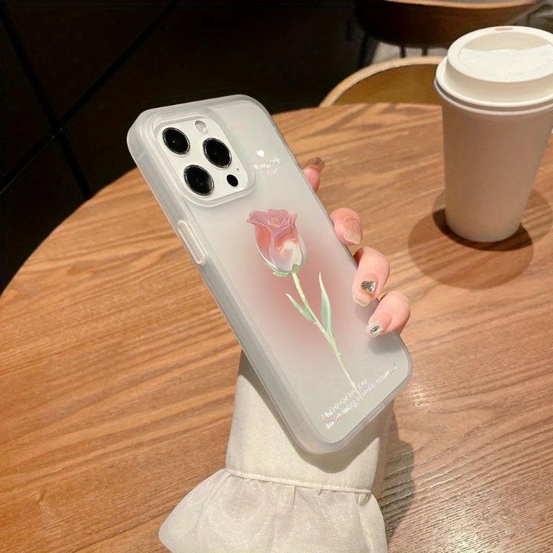 Tulpen-Handyhülle für iPhone 13 11 12 14 15 16 Pro Max 17 Air XR X XS 7 8 Plus SE2 Stoßfeste durchsichtige Hülle Silikon Fundas
