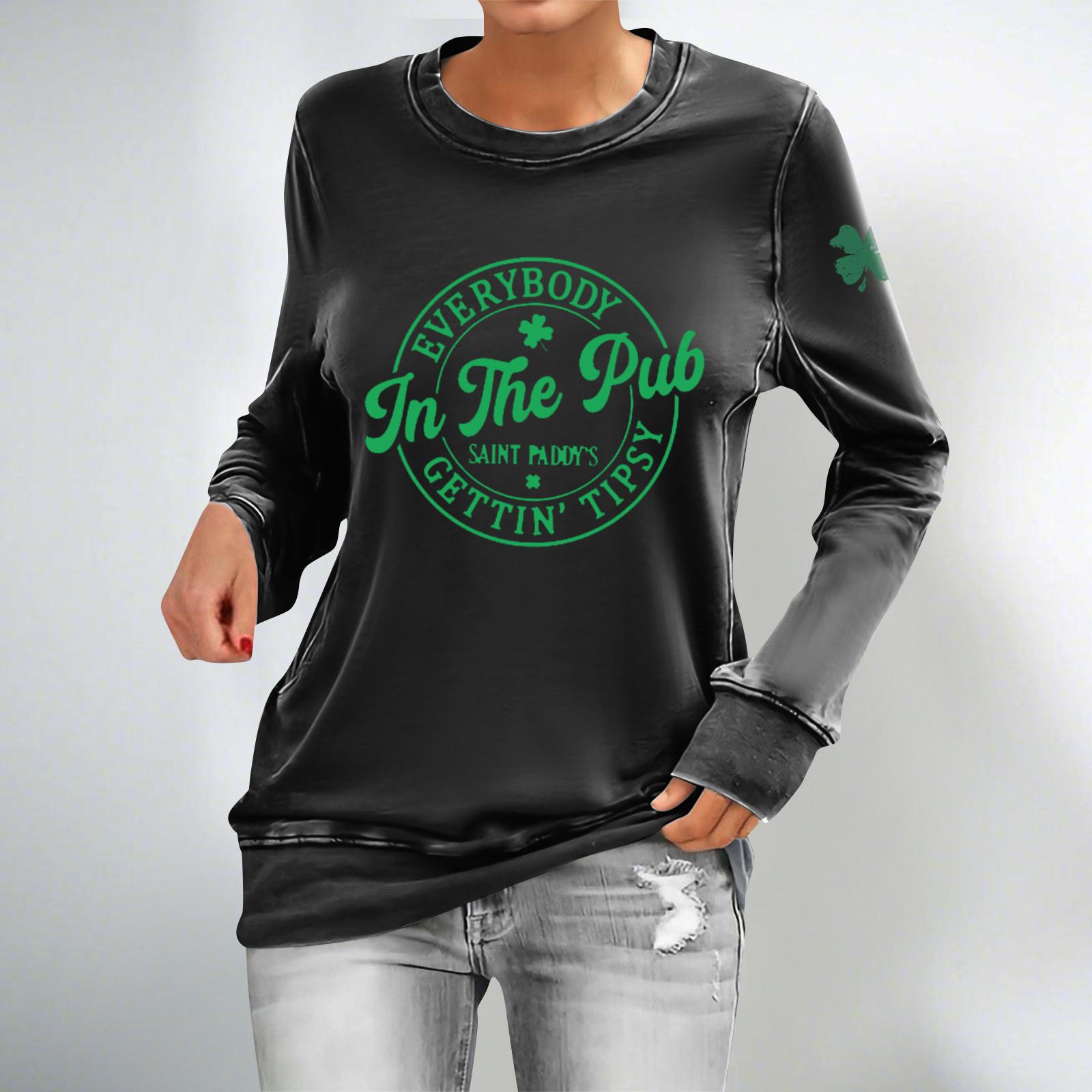 

Женские повседневные модные толстовки с длинным рукавом и круглым вырезом с принтом, пуловер, топ XL чёрный