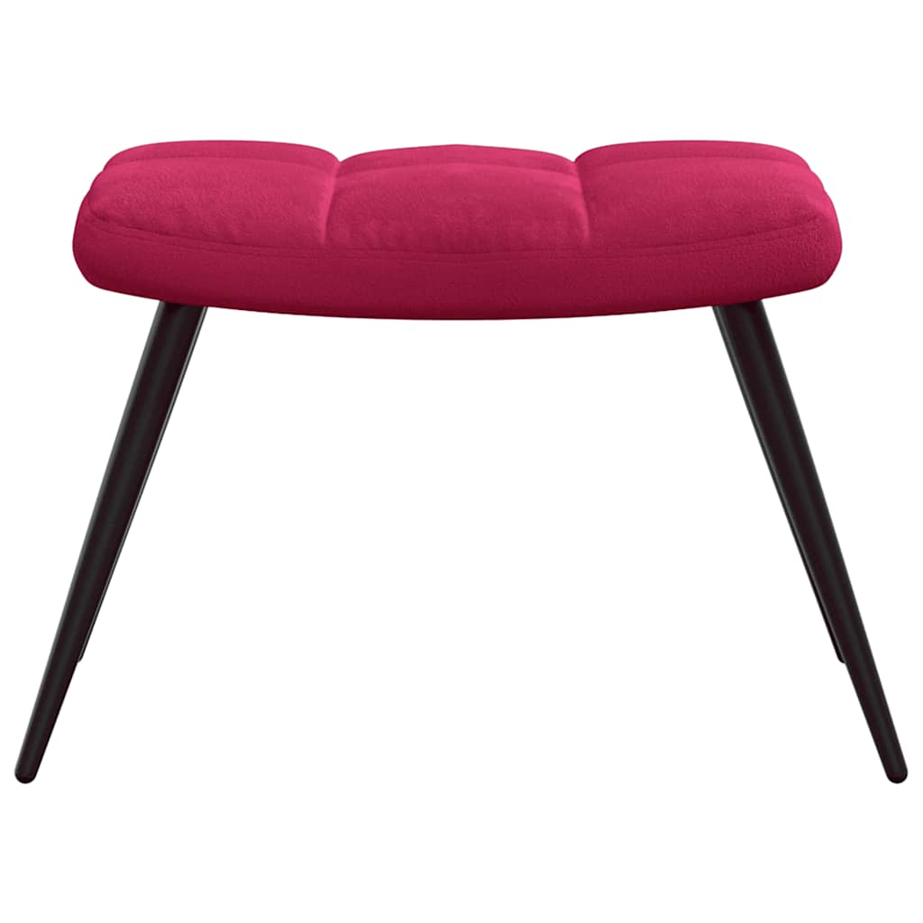 Recliner Chair with Footstool Burgundy Velvet