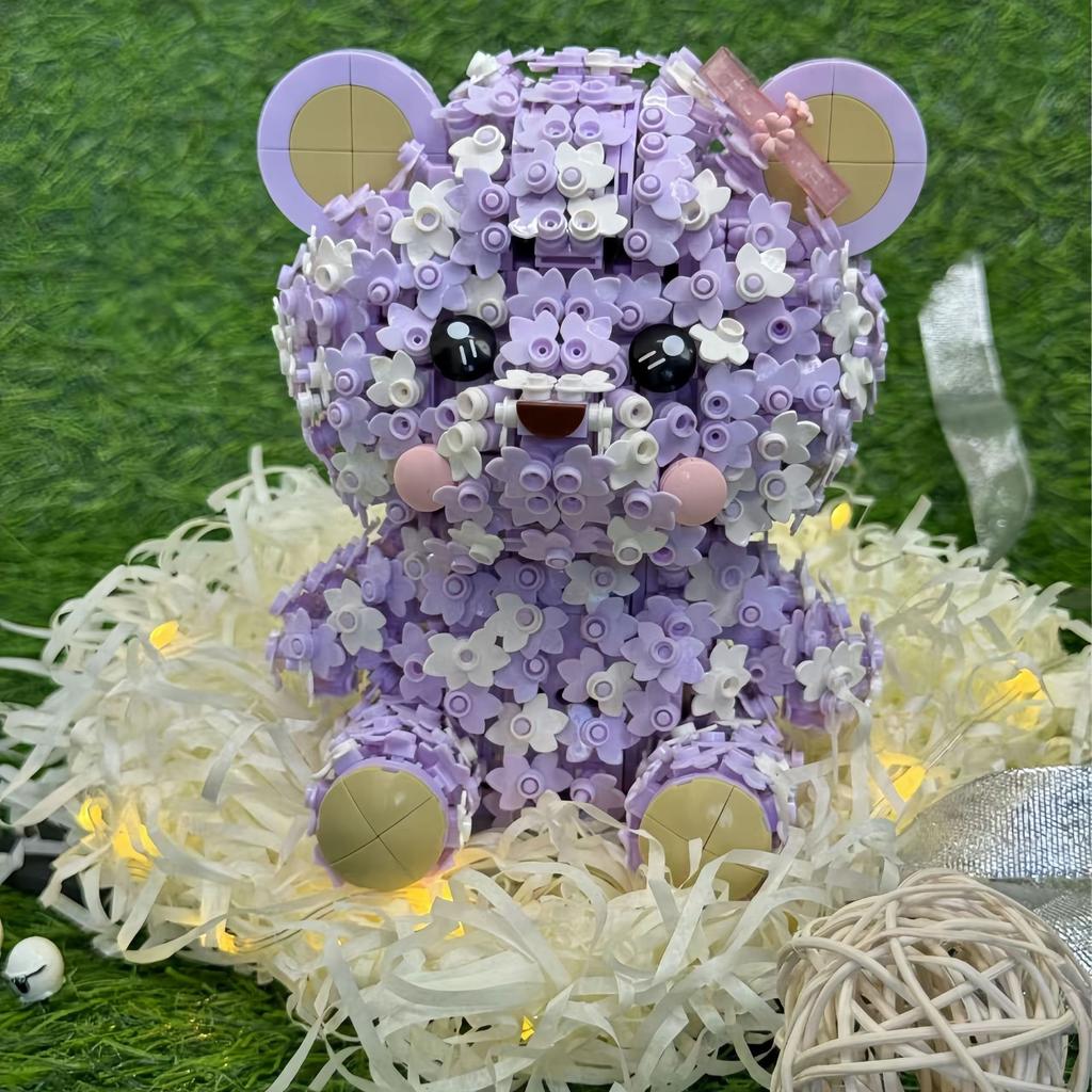 Brick Also 2169 Tide Play Flower Bear Baby Building Block Creative Ornament Model Exquisite Handmade Diy Assembly Girl