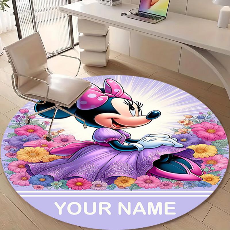 Personalized M-Minnie Round Chair Office Rug - Perfect for Mat, Office Chair & More - Ideal Gift for Birthdays and Holidays