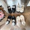 Bow high heel with skirt French single shoes women's 2025 autumn new thick heel thick sole Mary Jane small leather shoes