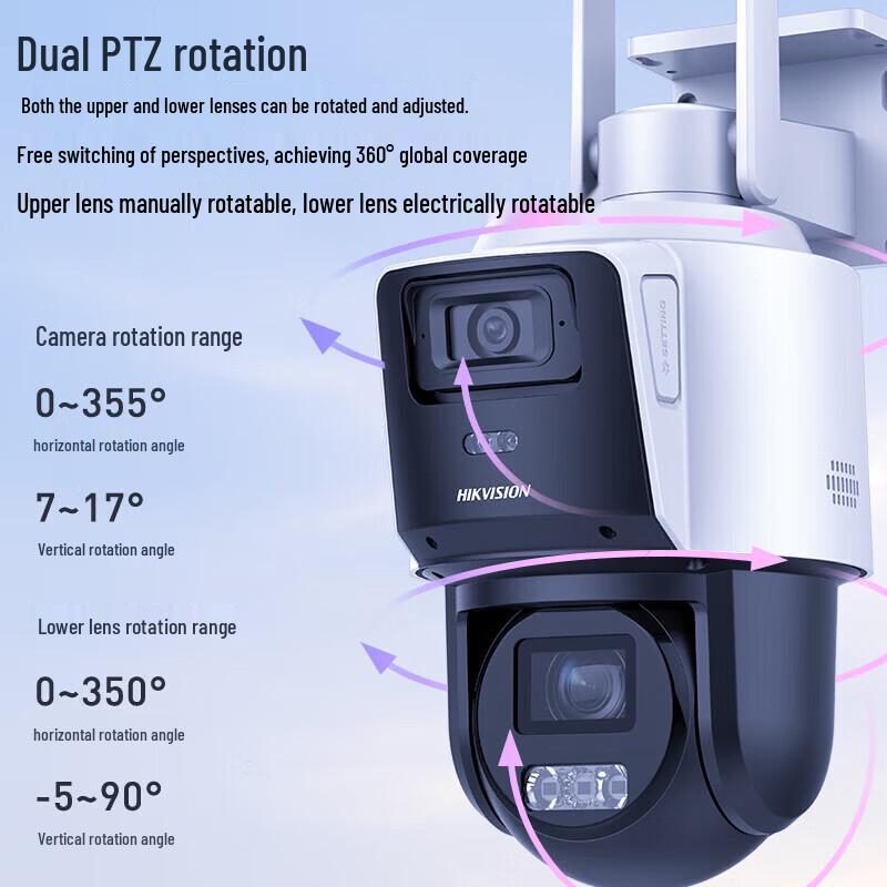 Hikvision Dual 4MP 4G Outdoor PTZ Camera with 12x Optical Zoom & Lifetime Data CN plug (adapter included)