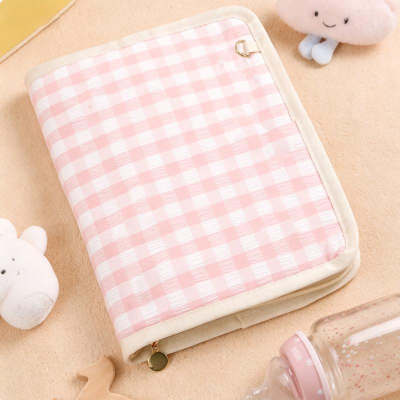 Sweet Checkered Pregnancy Record Organizer, Pastel Color Zippered Binder розовый