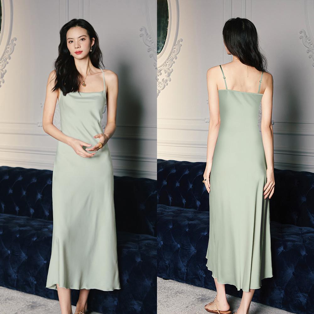 Yaoting Damen Sommer Satin Chiffon Nachthemd - Seiden Camisole Wasserfallkragen Loungewear 2878