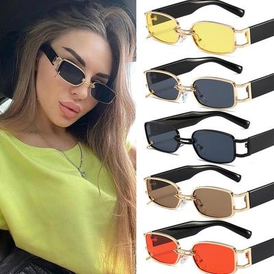 Square Metal Sunglasses Women Fashion Small Frame Retro Shades Anti-UV Driving Fishing Eyeglasses Hip Hop Sun Glasses