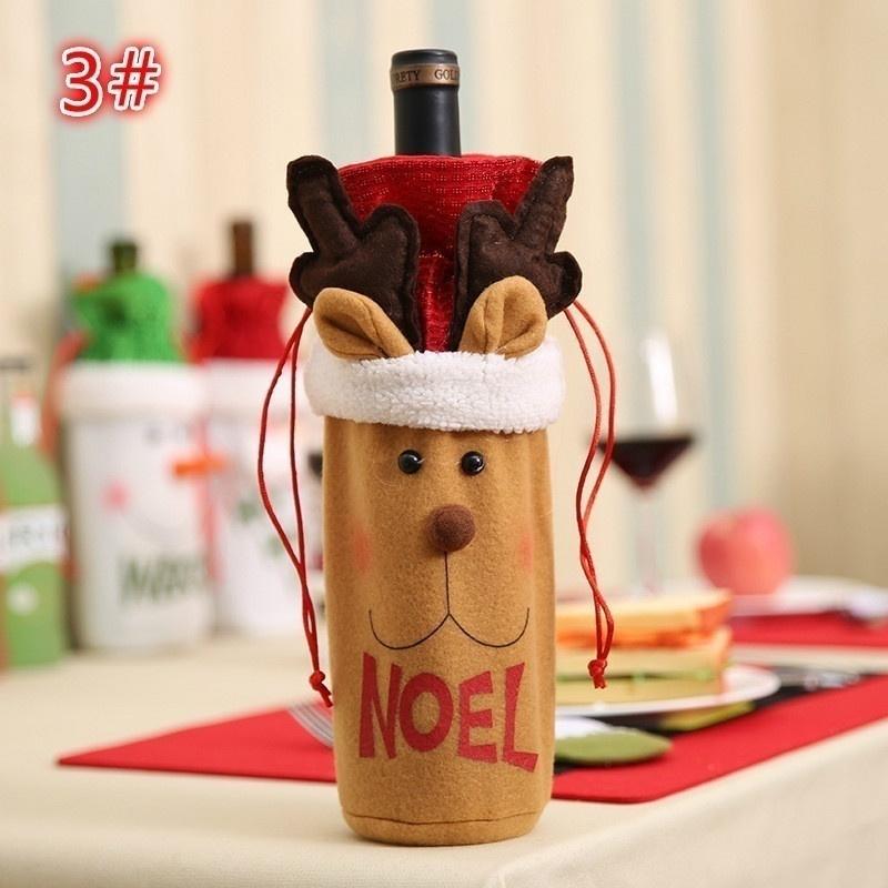 Nou Sosire Desene Animat Moș Crăciun Elk Om de zăpadă Geanta pentru sticle de vin Cină de Crăciun Decor de masă de Crăciun C