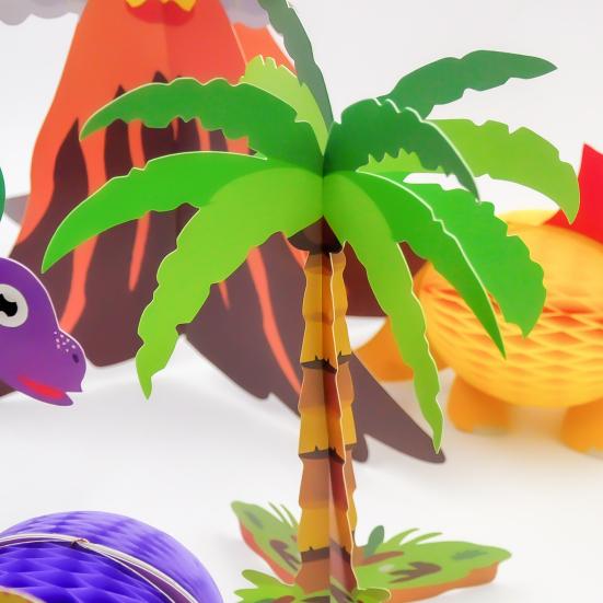 7 Pcs/Set Dinosaur Honeycomb Table Centerpieces Cartoon Animal Paper Honeycomb Ornaments Birthday Party Supplies for Kids Boys
