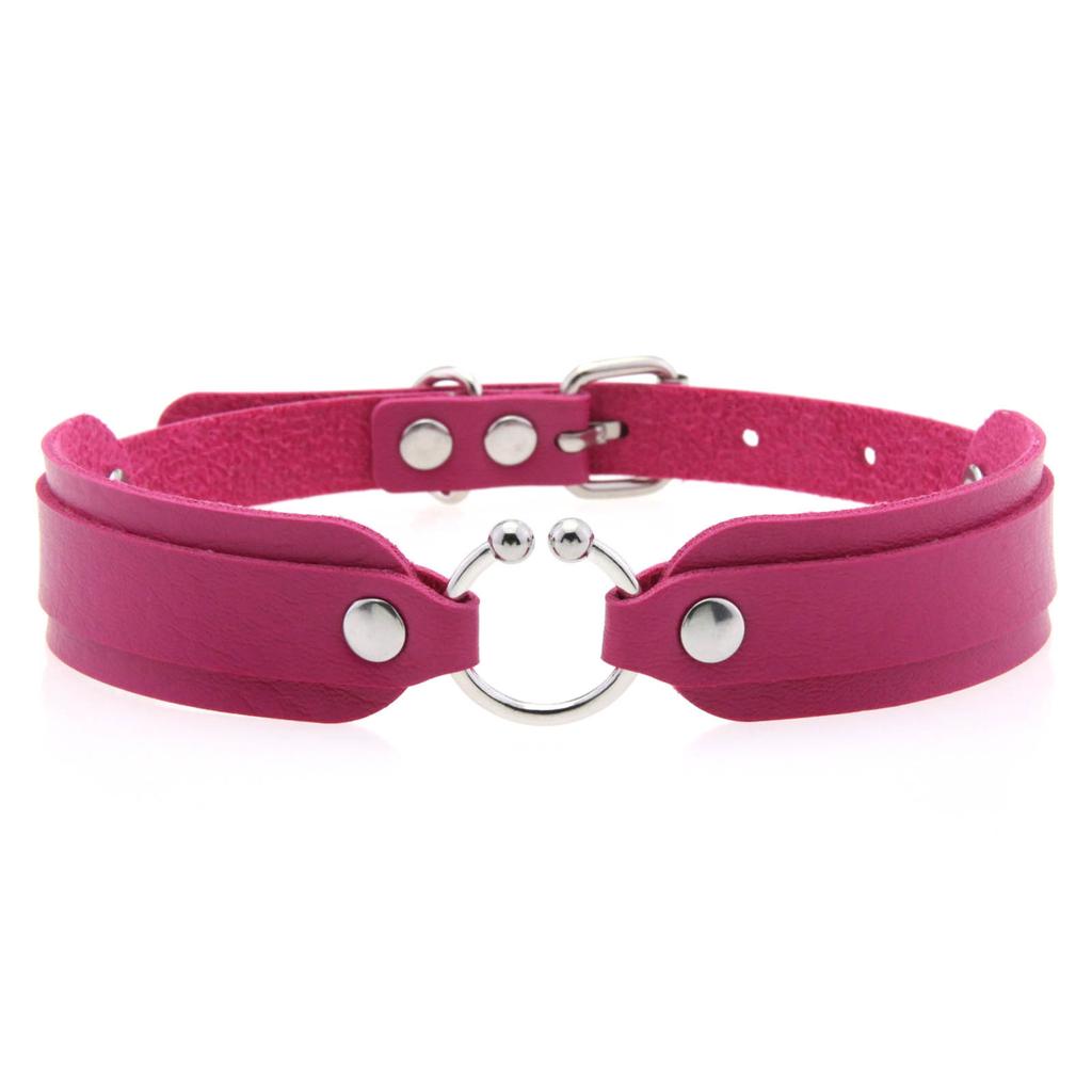 DIEZI Harajuku Gothic Cosplay PU Leather Choker Necklace For Women Men Punk Sexy Circle Pendant Torques Necklace Gift Jewelry