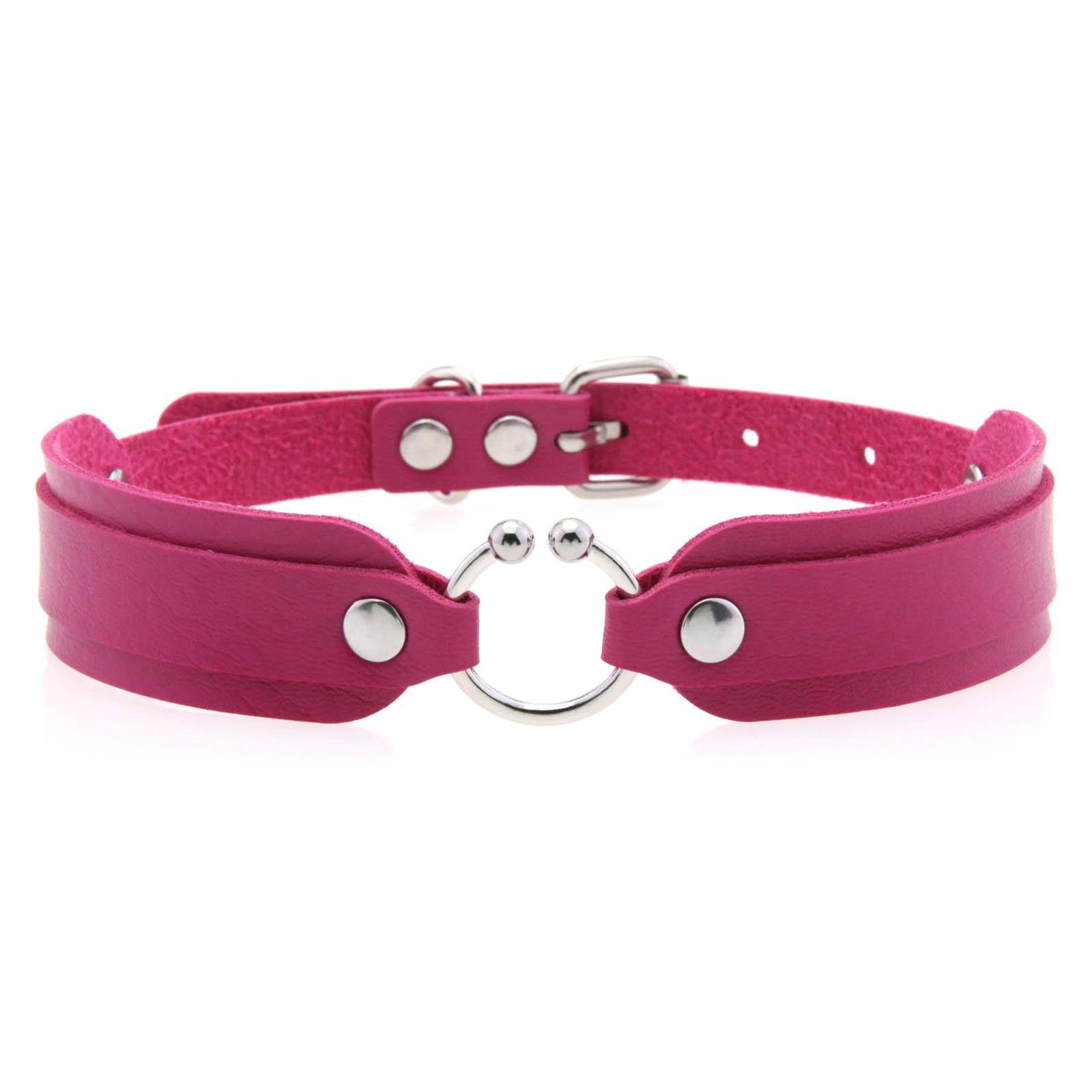 

DIEZI Harajuku Gothic Cosplay PU Leather Choker Necklace designed for Women Men Punk Sexy Circle Pendant Torques Necklace Gift Jewelry