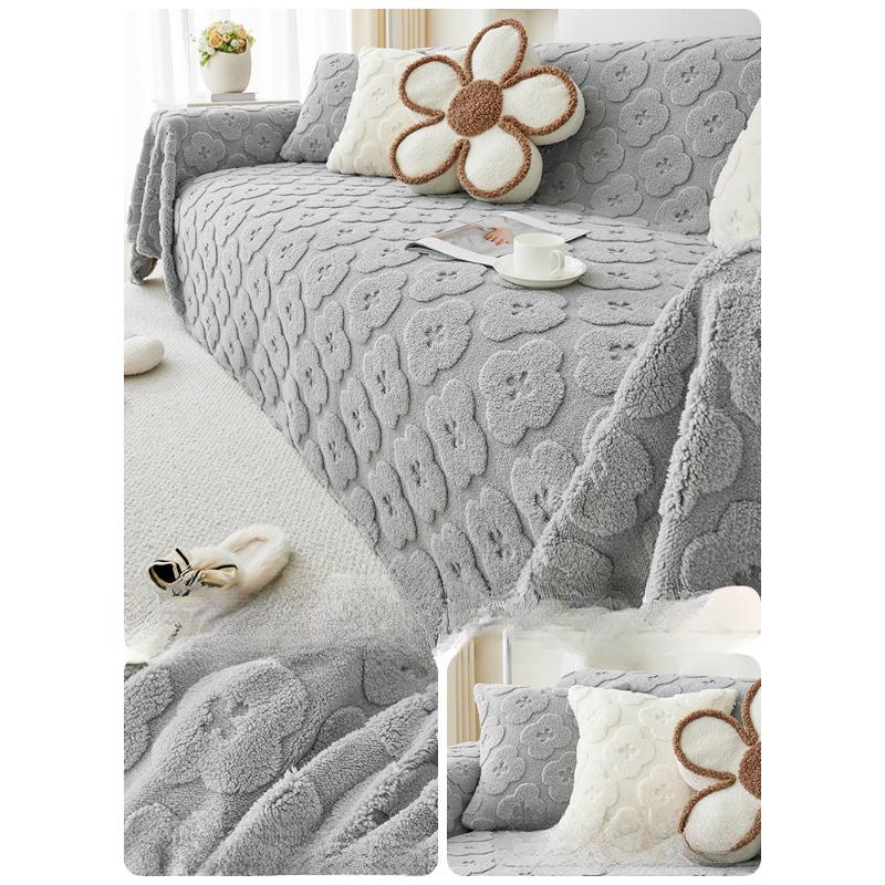 

Шу хлопковый бархатный чехол для дивана, зимний кремовый стиль, чехол для дивана, новинка 2024, утолщенный флис, теплая диванная подушка 180*180