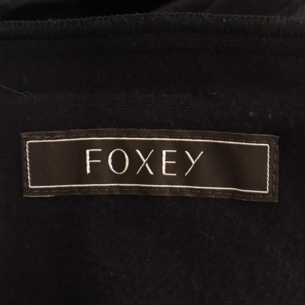 FOXEY Made In Japan Long Sleeve Zip Up Cardigan 38 Dark Blue Women Used