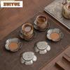 Alloy Rattan Coasters Retro Hot Pad For Coffee Cups Saucer Heat Insulation Placemats Teacup Base For Tea Supplies Decoration
