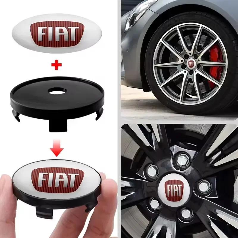 4pcs 60mm Fiat Wheel Center Hub Caps badge-Dustproof Covers for Fiat 500 124 125 Punto Bravo Stilo Panda Abarth-Rim Emblems