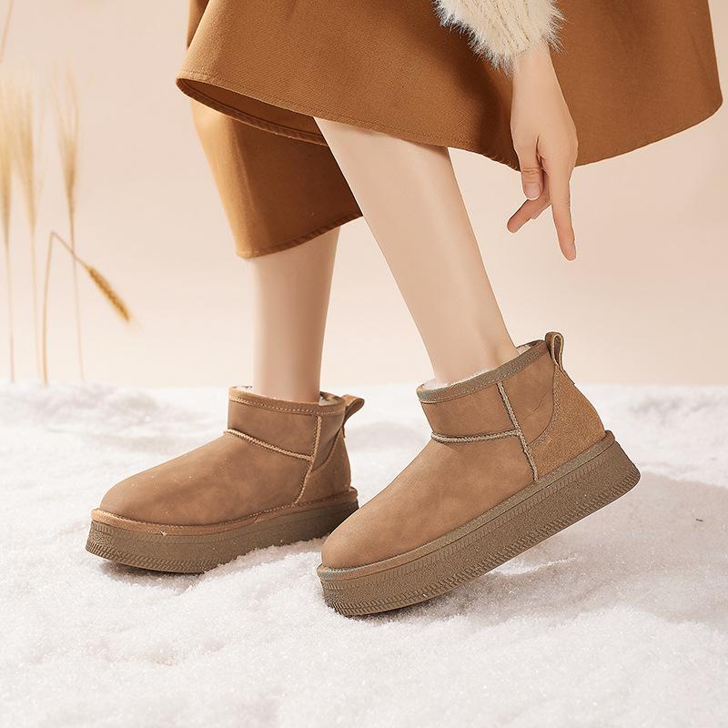 Augustine Platform Snow Boots Women's 2025 New Winter Lazy One-pedal Piled Thickened Bread Cotton Shoes Tide