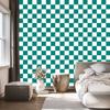 Checkerboard Turquoise Wallpaper for Living Room and Bedroom 50x1000