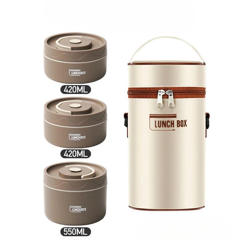 Thermal Insulated Bento Lunch Box and Bag, Thermos Lunchbox for Hot Food Containers Stainless Steel Meal Prep Airtight Container