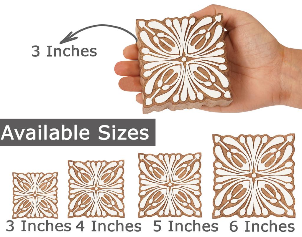 IBA Indianbeautifulart Textile Printing Block Square Block Motif Hand Carved Wooden Stamp Wood Block Printing Textile