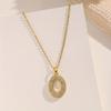 A gold-plated stainless steel chain necklace with cubic zirconia in an oval shape, featuring a creative and unique design, offering a light luxury,