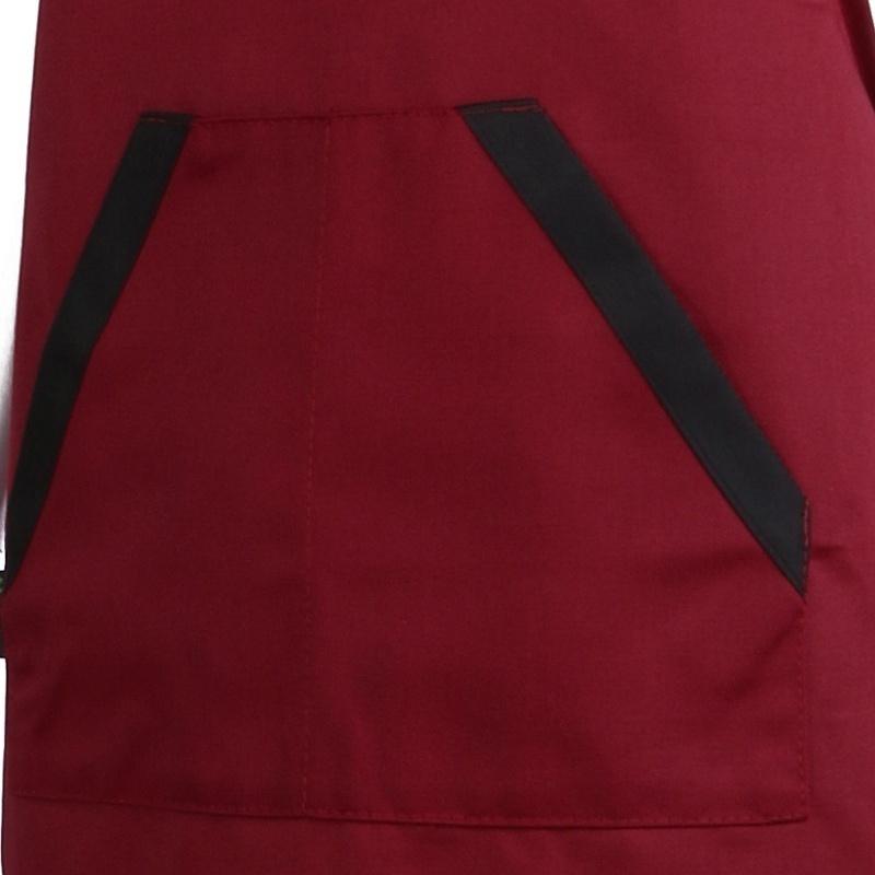 Schwarz Rot Unisex Koch Küche Catering Schürze mit 2 Taschen Einfarbig Polyester Wasserdichte Schürzen