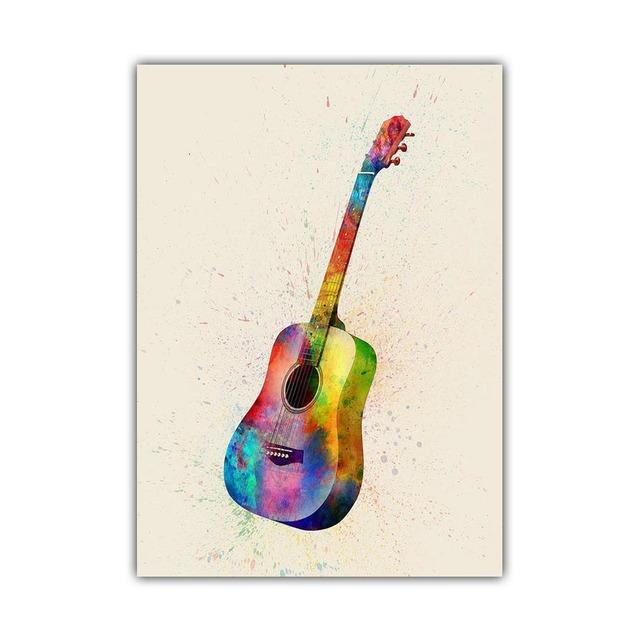 New Graffiti Art Musical Instrument Canvas Painting Wall Art Saxophone Guitar Violin Poster Living Room Home Decoration Mural No Frame