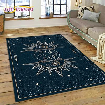 Sonne Mond Mandala Magie Hexerei Tarot Teppich Teppich für Zuhause Wohnzimmer Schlafzimmer Sofa Fußmatte Dekor, Bereichsteppich Rutschfeste Bodenmatte