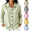 Women Button Down Long Sleeve Shirt Casual Striped Collar Blouse Lightweight Relaxed Fit Top for Everyday Wear