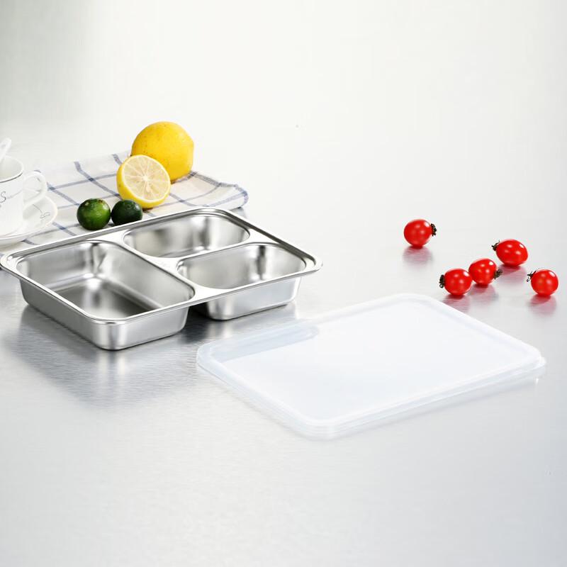 Kids 304 Stainless Steel Partitioned Lunch Tray with Lid (4-Pack)