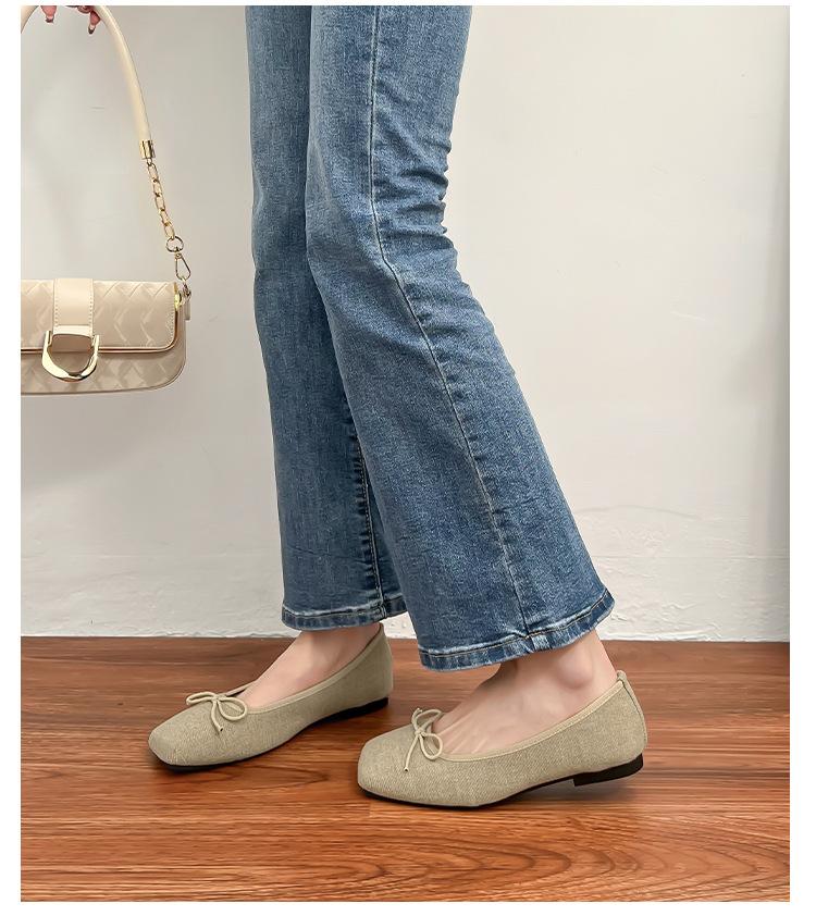 Grape Mother Spring New French Flat-soled Single Shoes Women's Comfortable Outer Wear Shallow Mouth Women's Shoes Bow Soft-soled Casual Shoes