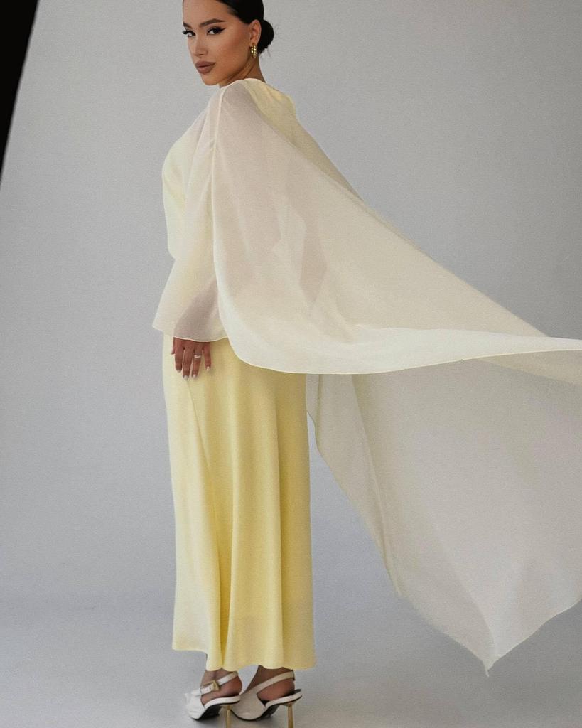 2025 Summer Women's Solid Color Evening Dress & Shawl Set